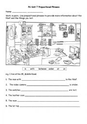 English Worksheet: prepositional phrases