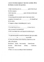 English Worksheet: Listening Exercise about Computers and Facebook