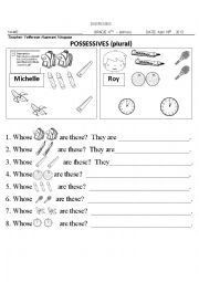 English Worksheet: possessives (S)