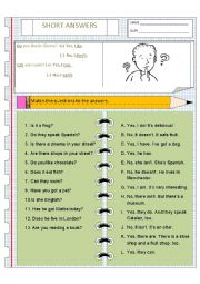 English Worksheet: Short answers