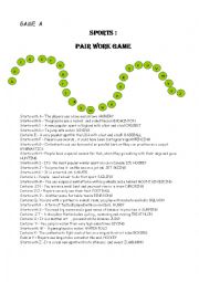 English Worksheet: SPORTS PAIWORK GAME