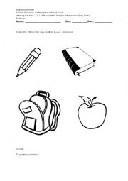 English Worksheet: things in the classroom