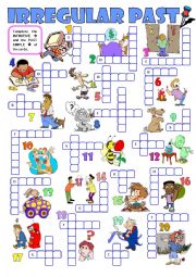 English Worksheet: IRREGULAR PAST (2) - crossword using INFINITIVE and PAST SIMPLE form of verbs