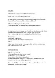 English Worksheet: BELIEFS