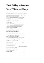 English Worksheet: 16 or 17 hours of sleep