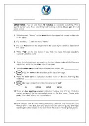 English Worksheet: can you follow instructions