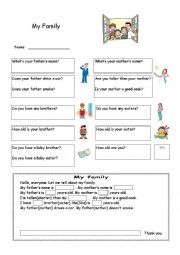 English Worksheet: My family