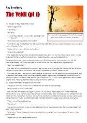 English Worksheet: The Veldt, by Ray Bradbury  (Pt 1/2)