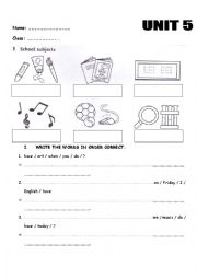 English Worksheet: subjects