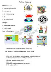 English Worksheet: talking about shopping