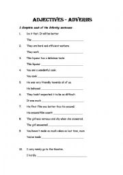 English Worksheet: ADJECTIVES AND ADVERBS