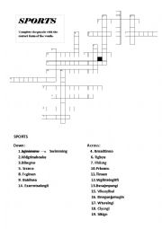 English Worksheet: Crossword Sports