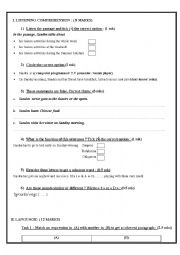 English Worksheet: mid-term test n 3 for 9th form Tunisian pupils
