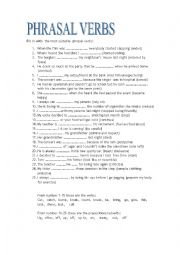 English Worksheet: phrasal verbs