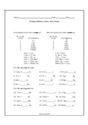 English Worksheet: Metric conversion