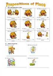 English Worksheet: Prepositions of Place