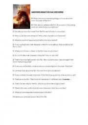 English Worksheet: Questions about the film 