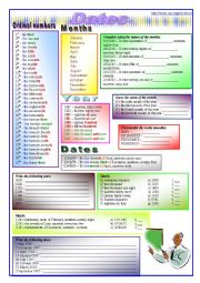 English Worksheet: Dates (B&W version included)