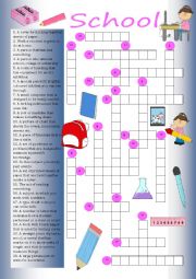 English Worksheet: Crossword: School