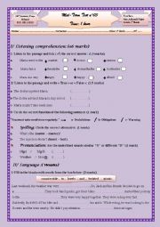 English Worksheet: mid-term test03-7th form