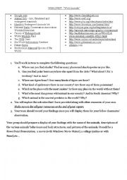 English Worksheet: WEBQUEST: Wild Animals