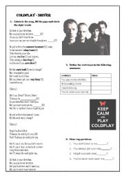 English Worksheet: Coldplay - Shiver