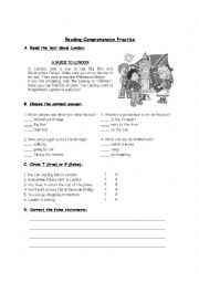 English Worksheet: A guide to London