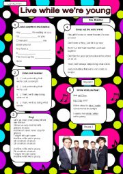 English Worksheet: Live while were young (One Direction)