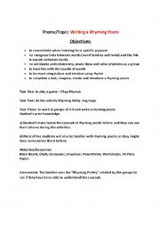 English Worksheet: Rhyming Poetry