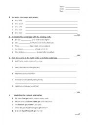 English Worksheet: TEST ABOUT ROUTINE- FREQUENCY ADVERBS