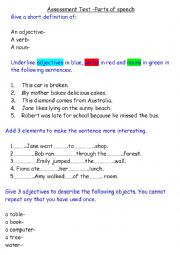 English Worksheet: Parts of speech