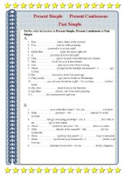 English Worksheet: Present Simple Present Continuous Past Simple