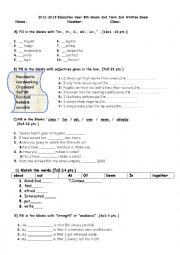 English Worksheet: 8th Grade second term second written exam