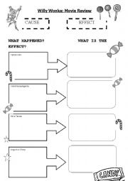 English Worksheet: Charlie and the Chocolate Factory- Cause and Effect