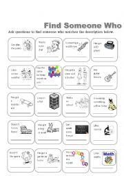 English Worksheet: Find Someone Who