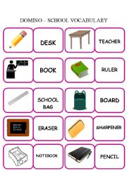 English Worksheet: School vocabulary domino
