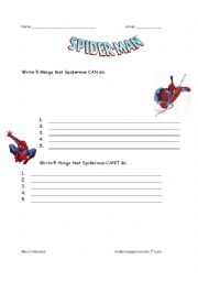 English Worksheet: Spider-Man and Modals
