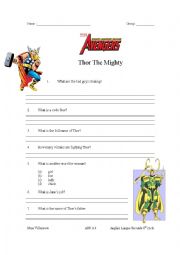 English Worksheet: Thor the Mighty