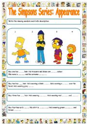 English Worksheet: The Simpsons Series: Appearance . Complete 2 (+ key)