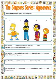 English Worksheet: The Simpsons Series: Appearance . Complete 2 (+ key)