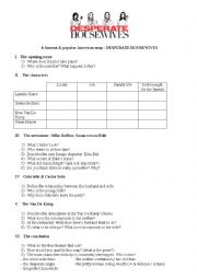 English Worksheet: Desperate Housewives: study of the pilot