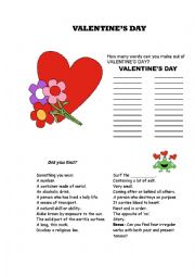 English Worksheet: Valentines Day