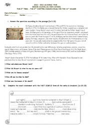 English Worksheet: mid term exam for 10th grade students