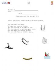 English Worksheet: Properties of materials 2
