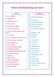 English Worksheet: Idioms describing feelings and mood.