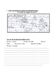 English Worksheet: describing a picnic 