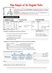 English Worksheet: past simple of regular verbs