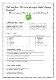 English Worksheet: English language competition