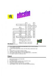 Crossword on education