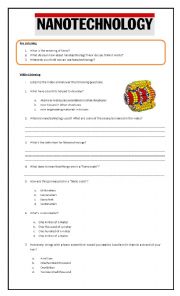 English Worksheet: Nanotechnology Reading Comprehension